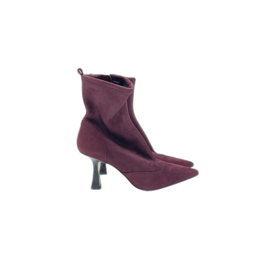 Michael Kors Women Burgundy "CIARA" Faux Suede High Heel Ankle Boots Size 8
